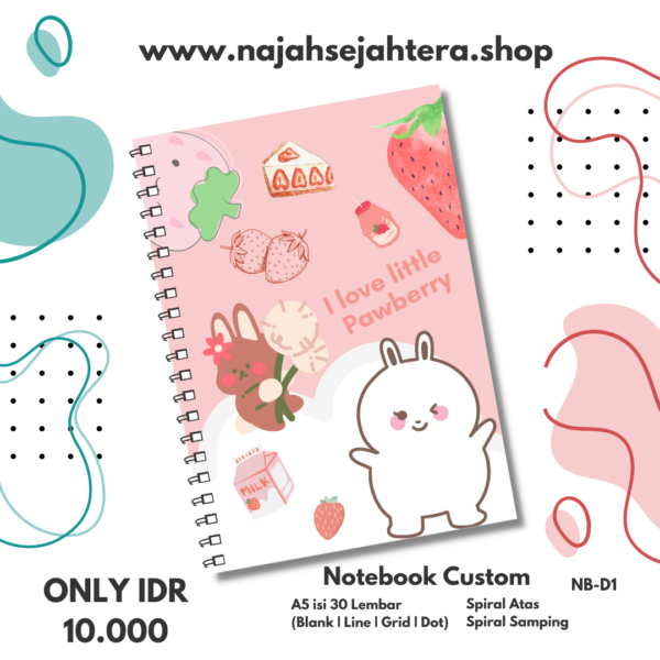 Notebook with rabbit and strawberries